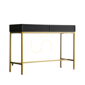 Konsolentisch Gallery Direct Ripple 110 cm schwarz/gold Mangoholz 2 Schubladen small 3