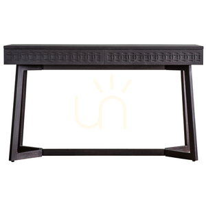 Schreibtisch Gallery Direct Boho Boutique schwarz 130 cm Mangoholz 2 Schubladen small 0