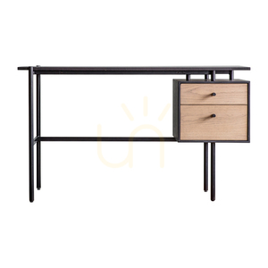 Schreibtisch Gallery Direct Carbury 130 cm schwarz/natur Eiche furniert MDF Stahl 2 Schubladen 0 Schreibtisch Gallery Direct Carbury 130 cm schwarz/natur Eiche furniert MDF Stahl 2 Schubladen small 0