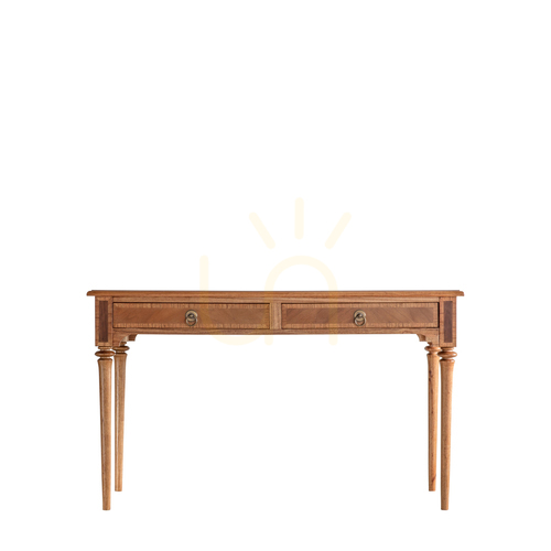 Prüfen Schreibtisch Gallery Direct Symphony Walnuss Mindi Holz 130 cm 2 Schubladen