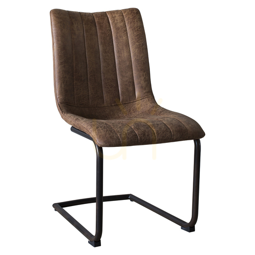 Prüfen Stuhl 2er-Set Gallery Direct Edington braun Kunstleder Freischwinger Retro