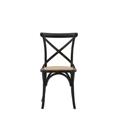 Prüfen Stuhl 2er-Set Gallery Direct Bistrostuhl Kreuzrücken schwarz Rattan Eiche
