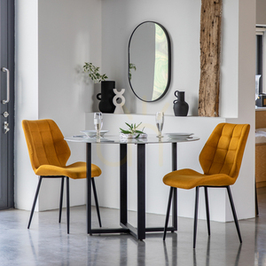 Esszimmerstuhl 2er-Set Gallery Direct Manford Safran Mid-Century Eisen/Polyester small 2