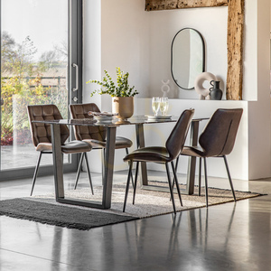 Esstisch Gallery Direct Davidson schwarz Glas Kunstmarmor Eisen 160 x 75 cm small 1