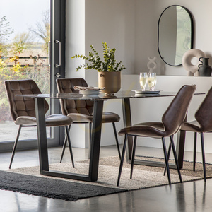 Esstisch Gallery Direct Davidson schwarz Glas Kunstmarmor Eisen 160 x 75 cm small 4