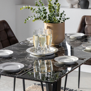 Esstisch Gallery Direct Davidson schwarz Glas Kunstmarmor Eisen 160 x 75 cm small 5