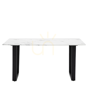 Esstisch Gallery Direct Davidson weiß Marmor-Optik Glas/Eisen 160 x 90 cm small 0