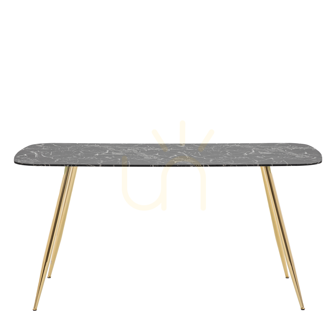 Prüfen Esstisch Gallery Direct Evans 160 cm schwarz-gold Glas Marmoroptik Eisen Esstisch Gallery Direct Evans 160 cm schwarz-gold Glas Marmoroptik Eisen
