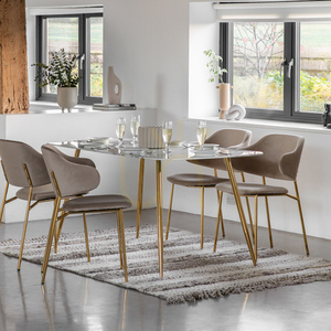 Esstisch Gallery Direct Evans 160 cm weiß Gold Glas Kunstmarmor Eisen small 1