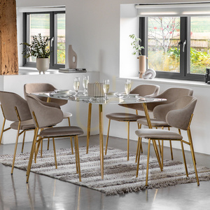 Esstisch Gallery Direct Evans 160 cm weiß Gold Glas Kunstmarmor Eisen small 2