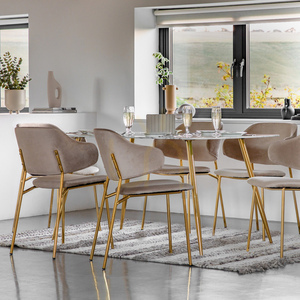 Esstisch Gallery Direct Evans 160 cm weiß Gold Glas Kunstmarmor Eisen small 4