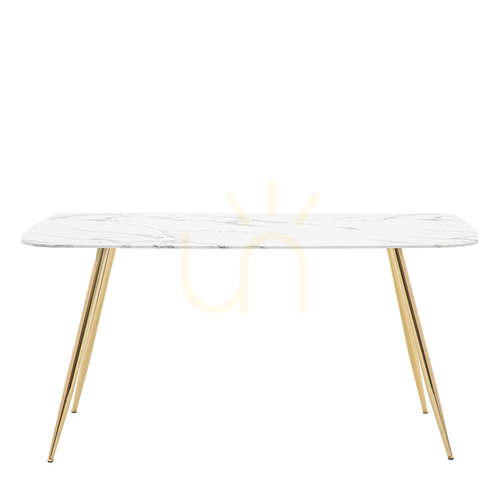 Prüfen Esstisch Gallery Direct Evans 160 cm weiß Gold Glas Kunstmarmor Eisen