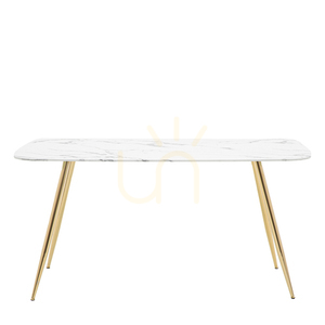 Esstisch Gallery Direct Evans 160 cm weiß Gold Glas Kunstmarmor Eisen small 0
