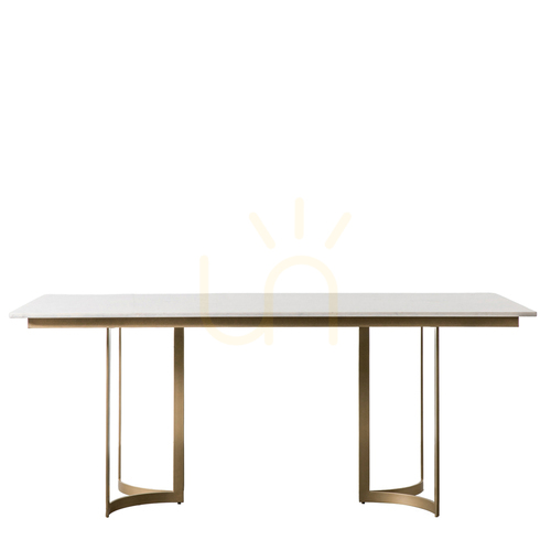 Prüfen Esstisch Gallery Direct Everton 180x90 cm Marmor weiß Gestell gold/messing