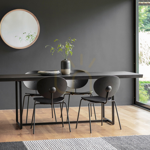 Prüfen Esstisch Gallery Direct Forden schwarz rechteckig 220x90 cm Eiche MDF Metall