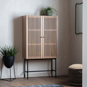 Cocktailschrank Gallery Direct Okayama 2-türig Eiche 86x35x160 cm small 1