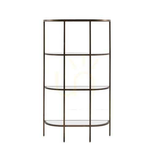 Prüfen Regal Gallery Direct Hudson Bronze Metall Glas 100x35x175 cm