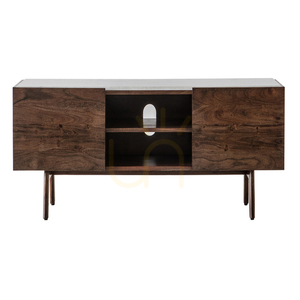 Medienschrank Gallery Direct Barcelona 136 cm Akazie dunkelbraun Marmor Mid-Century small 0