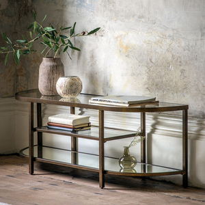 TV-Regal Gallery Direct Hudson 120 cm Bronze Metall Glas MDF small 1