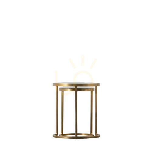 Prüfen Beistelltisch 2er-Set Gallery Direct Rowe Gold Metall Glas 40 x 45 cm