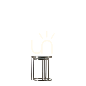 Satztisch 2er Set Gallery Direct Rowe Silber Eisen Glas 40x45 cm 3 Satztisch 2er Set Gallery Direct Rowe Silber Eisen Glas 40x45 cm small 3
