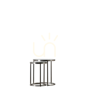 Satztisch 2er Set Gallery Direct Rowe Silber Eisen Glas 40x45 cm 4 Satztisch 2er Set Gallery Direct Rowe Silber Eisen Glas 40x45 cm small 4