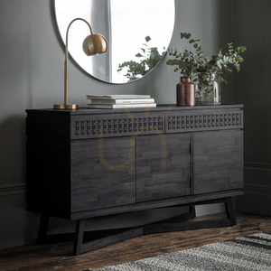 Sideboard Gallery Direct Boho Boutique schwarz Mango 140 cm 3 Türen 2 Schubladen small 1