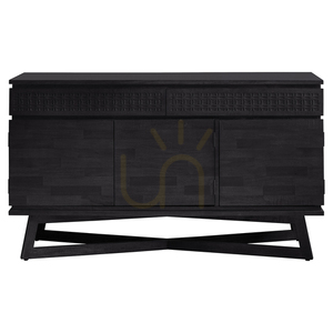 Sideboard Gallery Direct Boho Boutique schwarz Mango 140 cm 3 Türen 2 Schubladen small 0