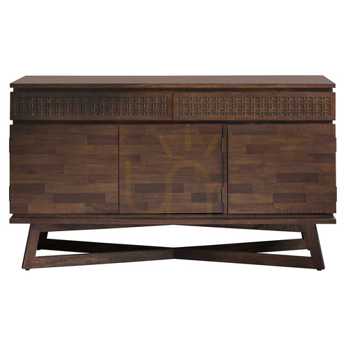 Prüfen Anrichte Gallery Direct Boho Retreat braun Mango/Mahagoni 140 cm 3 Türen 2 Schubladen