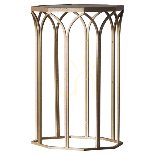 Prüfen Beistelltisch Gallery Direct Canterbury Gold achteckig Glas Metall 36x36x60 cm