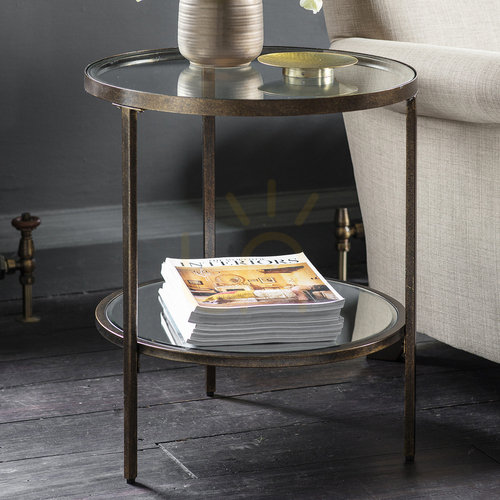 Prüfen Beistelltisch Gallery Direct Hudson rund Bronze Glas Metall 51x51x58 cm