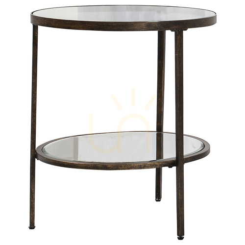 Prüfen Beistelltisch Gallery Direct Hudson rund Bronze Glas Metall 51x51x58 cm