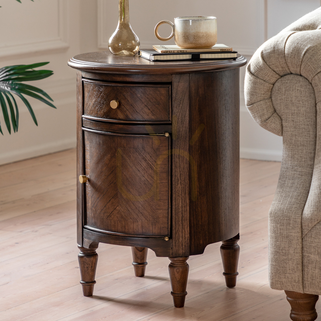 Vorschau Beistelltisch Gallery Direct Madison rund Kaffee Mindi Holz mit Schublade 45 cm Beistelltisch Gallery Direct Madison rund Kaffee Mindi Holz mit Schublade 45 cm