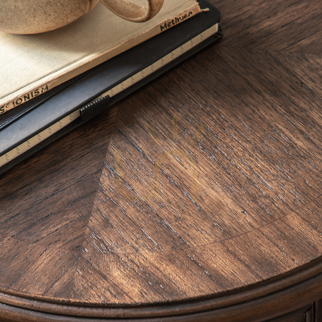 Zeige Beistelltisch Gallery Direct Madison rund Kaffee Mindi Holz mit Schublade 45 cm Beistelltisch Gallery Direct Madison rund Kaffee Mindi Holz mit Schublade 45 cm