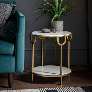 Beistelltisch Gallery Direct Weston 45 cm Weißer Marmor Eisen Gold/Messing small 1