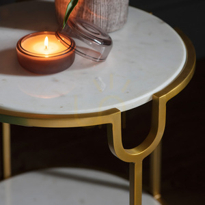 Beistelltisch Gallery Direct Weston 45 cm Weißer Marmor Eisen Gold/Messing small 2