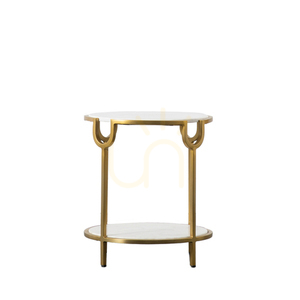 Beistelltisch Gallery Direct Weston 45 cm Weißer Marmor Eisen Gold/Messing small 0