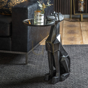 Beistelltisch Gallery Direct Dexter Hund schwarz 54x30x67,5 cm Glas Kunstharz MDF small 1