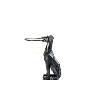 Beistelltisch Gallery Direct Dexter Hund schwarz 54x30x67,5 cm Glas Kunstharz MDF small 3