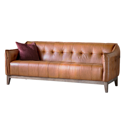 Prüfen 3-Sitzer Sofa Gallery Direct Ecclestone braunes Vintage-Leder Esche 192 cm