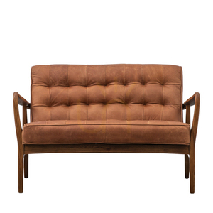 2-Sitzer Sofa Gallery Direct Humber Vintage Braun Leder Retro 118 cm small 0