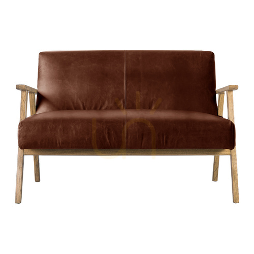 Prüfen 2-Sitzer Sofa Gallery Direct Neyland braun Vintage-Leder 119 cm