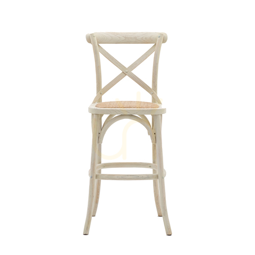 Prüfen Barhocker Gallery Direct 2er-Set weiß Rattan Eiche Bistrostil 66 cm Sitzhöhe