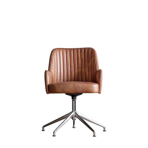 Drehsessel Gallery Direct Curie aus braunem Leder mit silbernem Gestell 0 Drehsessel Gallery Direct Curie aus braunem Leder mit silbernem Gestell small 0