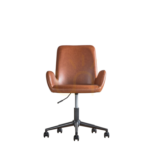 Prüfen Drehstuhl Gallery Direct Faraday braun Kunstleder höhenverstellbar mit Rollen