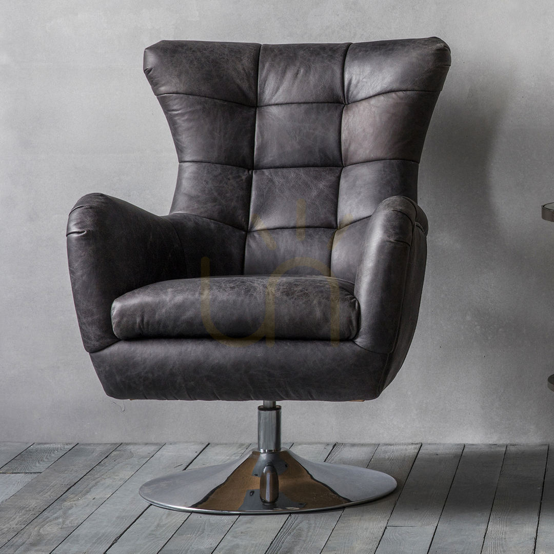 Aussicht Drehsessel Gallery Direct Bristol Antik Ebenholz Leder Eisen 70x81x95 cm Drehsessel Gallery Direct Bristol Antik Ebenholz Leder Eisen 70x81x95 cm