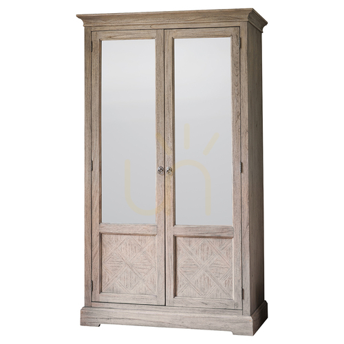 Prüfen Schrank Gallery Direct Mustique 2 mit Spiegeltüren Mindy Ash Natur 111,5 x 60 x 195 cm