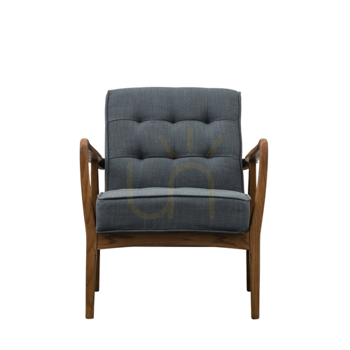 Prüfen Sessel Gallery Direct Humber dunkelgrau Leinen Esche Mid-Century 70 x 74 x 80 cm