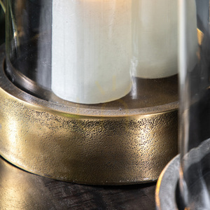 Hurricane Kerzenhalter Gallery Direct Linton Antik Messing Aluminium Glas 48 cm small 2