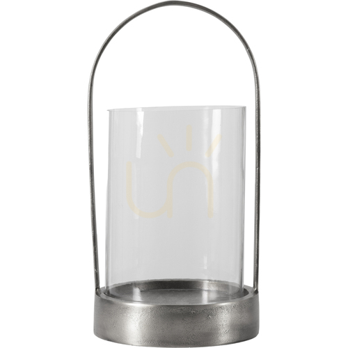 Prüfen Kerzenhalter Hurricane Gallery Direct Linton antik Nickel Aluminium Glas 48 cm